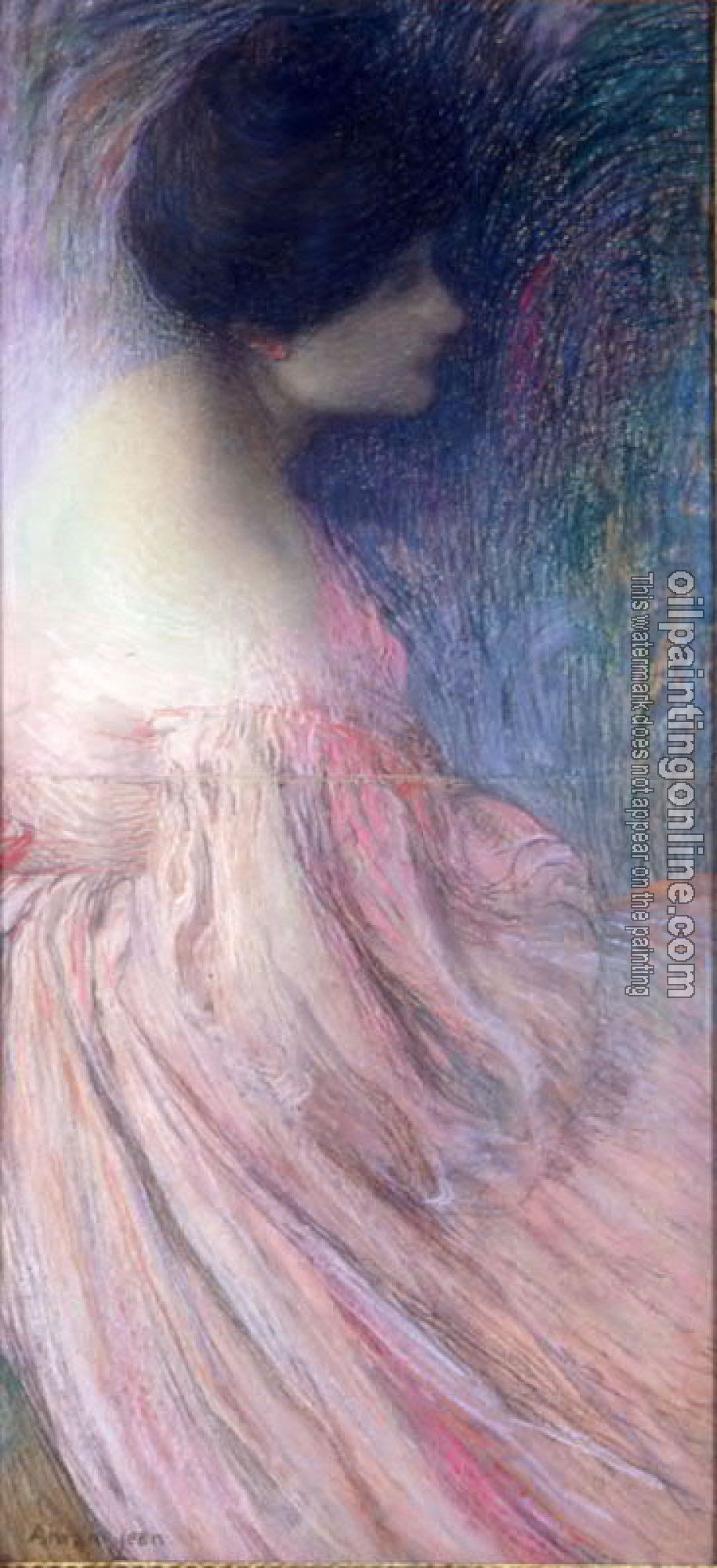 Aman-Jean, Edmond Francois - Femme en robe rose( Woman in a pink dress)